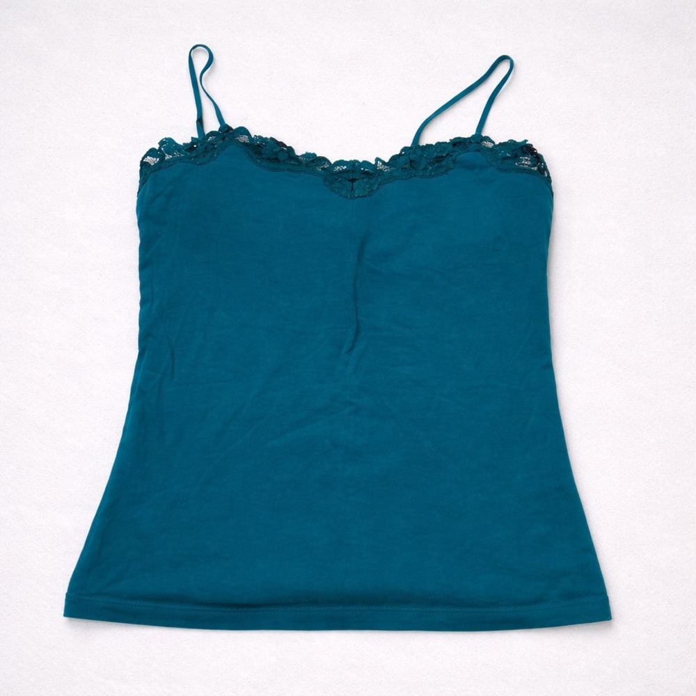 Aeropostale Cami Tank Top Womens XL Teal Lace Trim Spandex